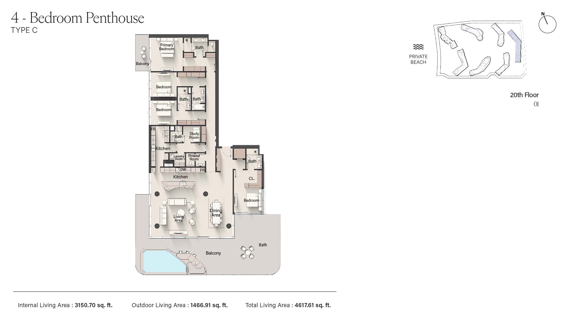 4 Bedroom penthouse